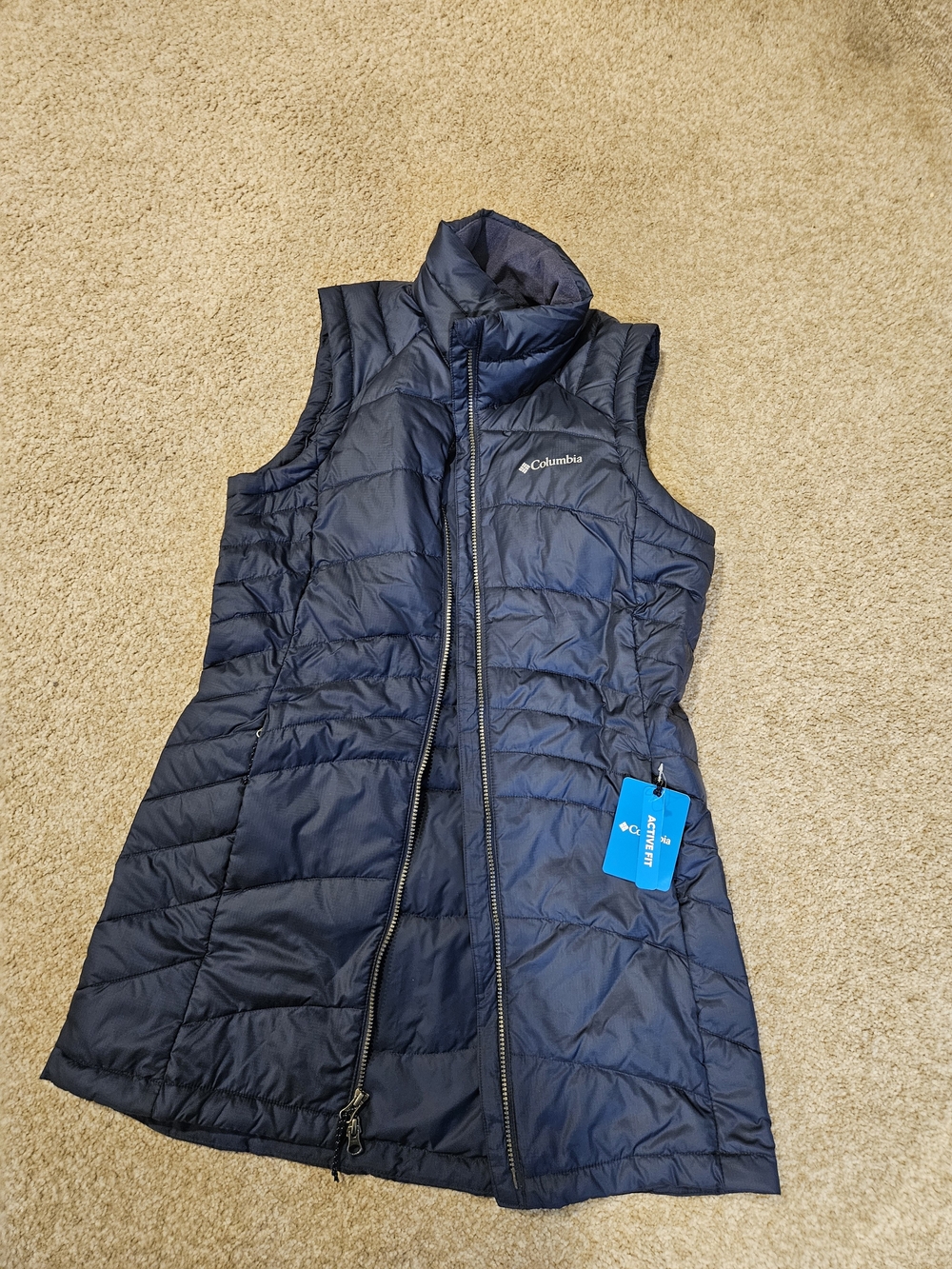 Columbia Women's Dark Navy Quilted Long Puffer Vest